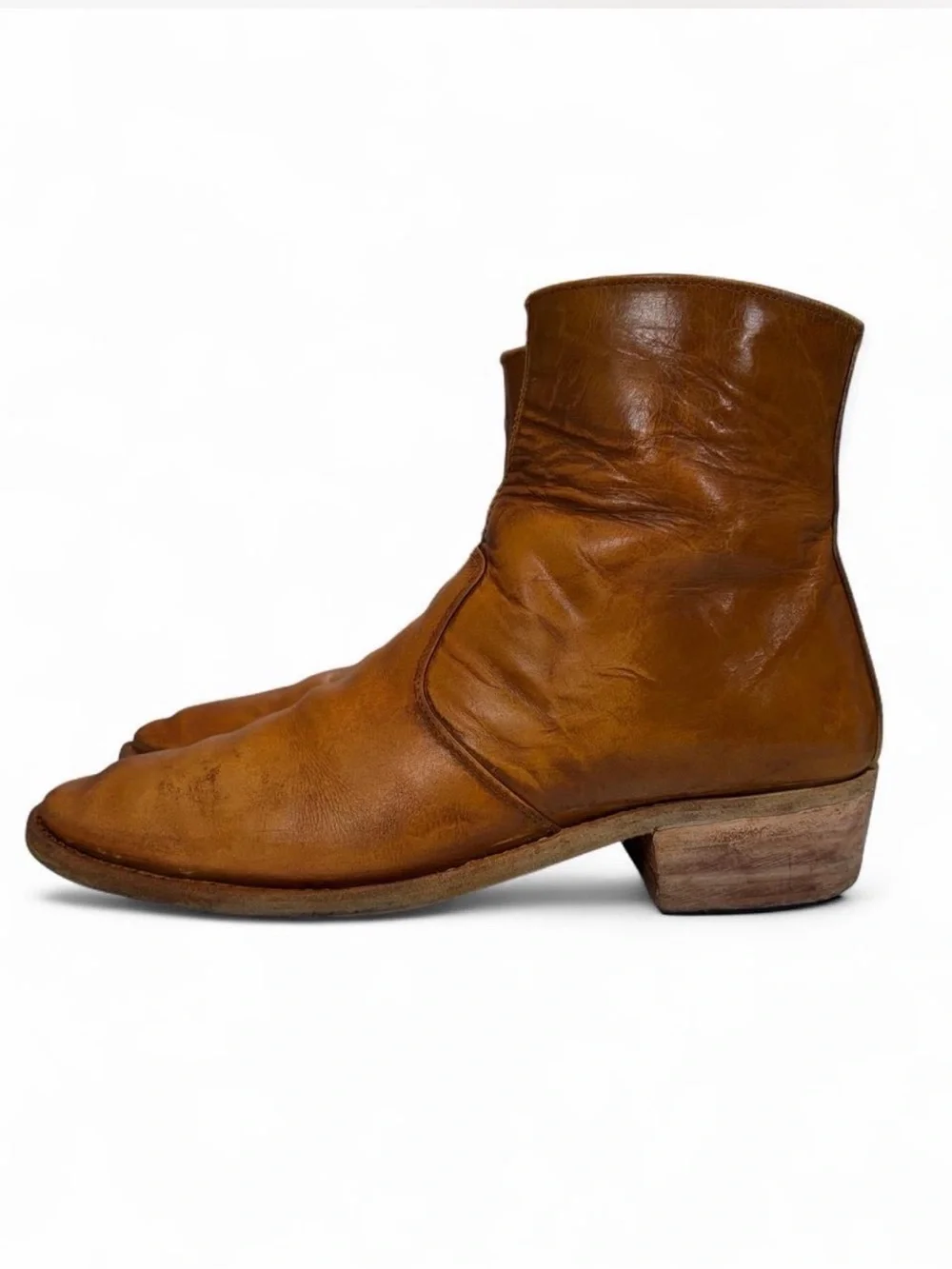 Vintage 70s Dingo Acme Leather Campus Boots Mens 8 - 8.5 Ankle Zip 11
